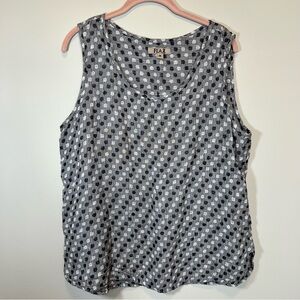 Flax Gray & Black Linen Polka Dot Tank Top Medium